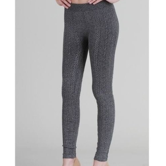 Nikibiki Gray & Black Braid Knit Leggings - Picture 1 of 5